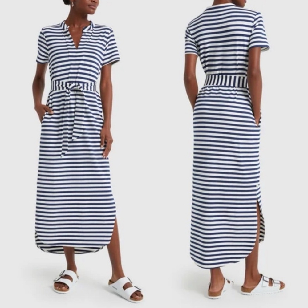 Dudley Stephens Sconset Maxi Dress in Navy & White - Picture 2 of 8